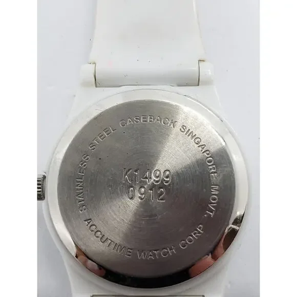 Women's watch. Silver opalescent face with red accents. K1499 0912 Working watch